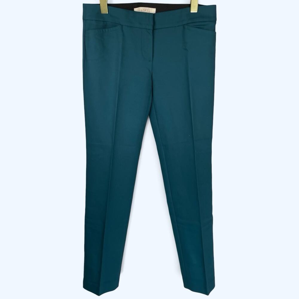 Ann Taylor Loft Women's Zoe Tapered Leg Trousers Pants Green Size 2 31x29
